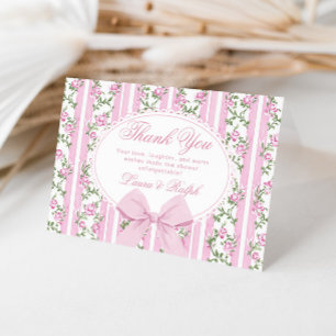 Cartão De Agradecimento Chuveiro de Bebê Coquette Bow Love Shack Baby