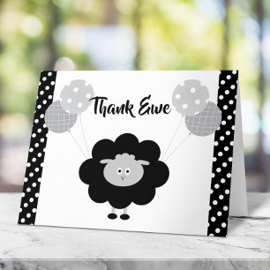 Cartão De Agradecimento Chuveiro de Bebê Neutro Preto e Branco Cute