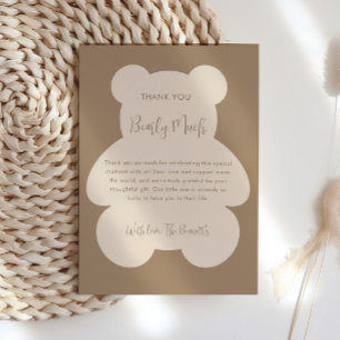 Cartão De Agradecimento Chuveiro de Bebê Urso Beige Bearly Wait
