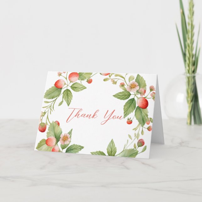 Cartão de Agradecimento Chuveiro de Morango Doce M (Frente)