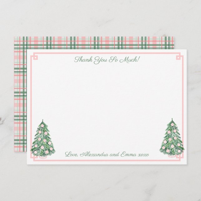 Cartão De Agradecimento Chuveiro de Noiva Elegante em Rosa e Verde Chinois (Frente/Verso)