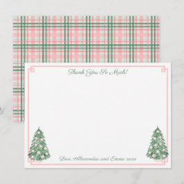 Cartão De Agradecimento Chuveiro de Noiva Elegante em Rosa e Verde Chinois