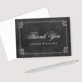 Cartão De Agradecimento Chuveiro de Noiva em Quadro Negro Vintage