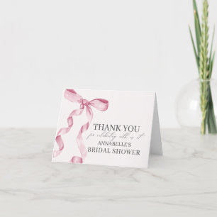 Cartão De Agradecimento Chuveiro de Noiva Pink Bow Tying the Knot Obrigada