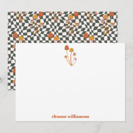 Cartão De Agradecimento Chuveiro Xadrez Laranja Retrô Personalizado