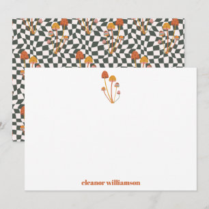 Cartão De Agradecimento Chuveiro Xadrez Laranja Retrô Personalizado