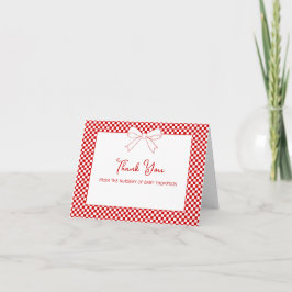 Cartão De Agradecimento Ciao Baby! Italian Red Bow Gingham Baby Shower