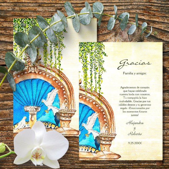 Cartão De Agradecimento Cidade Antiga Colorida Espanhola México (Criador carregado)