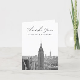 Cartão De Agradecimento Cidade de Nova York Vertical Preto e Branco