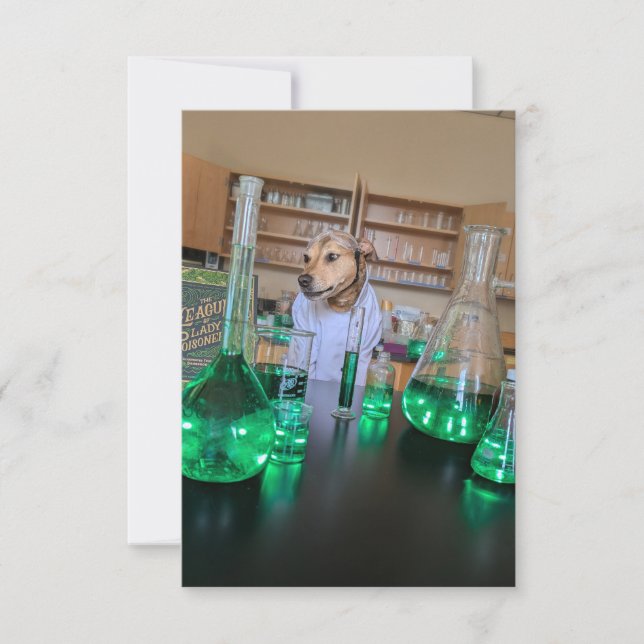 Cartão De Agradecimento Cientista Engraçado Cachorro Encantado (Frente)