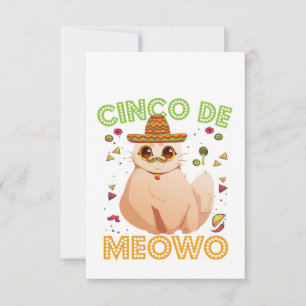 Cartão De Agradecimento Cinco de Mayo Engraçado Gato Mexicano Cindo De May