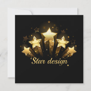 Cartão De Agradecimento Cinco estrelas douradas a preto
