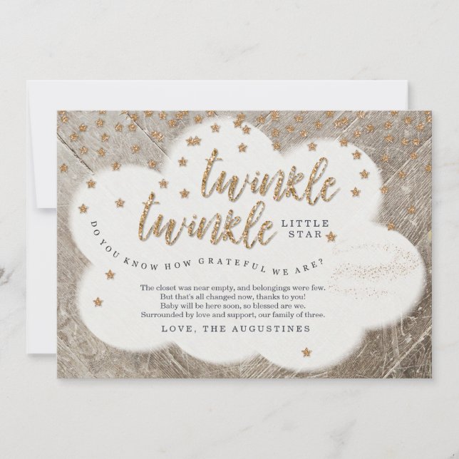 Cartão De Agradecimento Cintilação da cintilação pouco chá de fraldas (Frente)