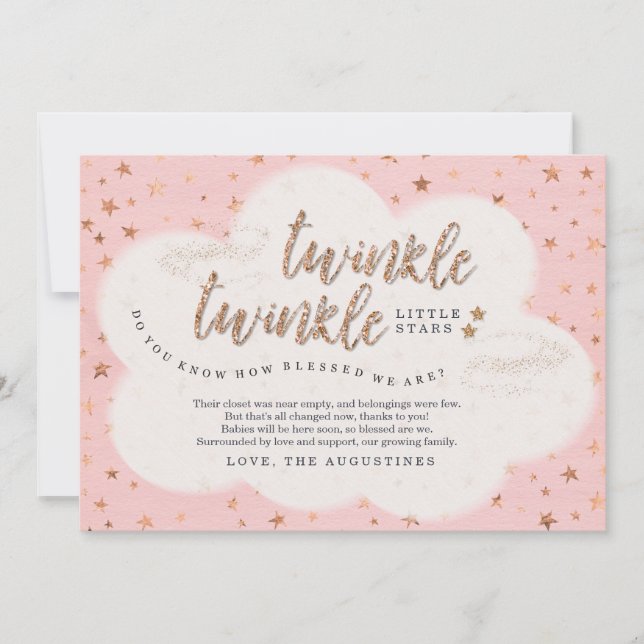 Cartão De Agradecimento Cintilação da cintilação pouco chá de fraldas das (Frente)