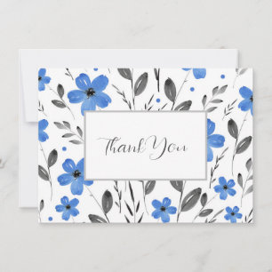 Cartão De Agradecimento Cinza Azul Cinco Motif Frio De Aquarela Petal