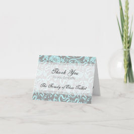 Cartão De Agradecimento Cinza Azul Simpatia do Padrão Floral Obrigado Cart