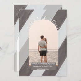 Cartão De Agradecimento Cinza de Shades Contemporânea FOTO Striped OBRIGAD