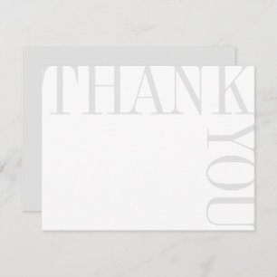 Cartão De Agradecimento Cinza e Texto Branco Moderno Grande Obrigado Nota