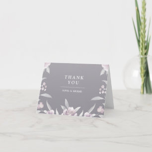 Cartão De Agradecimento Cinza elegante, floral Chinoiserie obrigado você