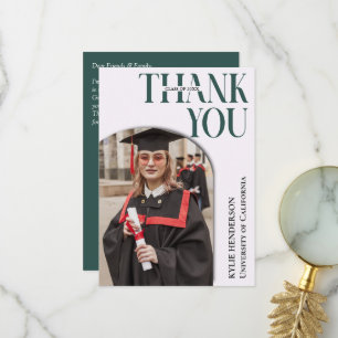 Cartão De Agradecimento Cinza Escura Moderna Graduação de Fotos