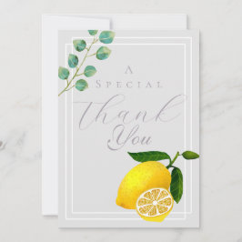 Cartão De Agradecimento Cinza Lemon Obrigado