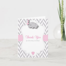Cartão De Agradecimento Cinza Rosa, Elefante Branco 🐘 Chá de fraldas Obri