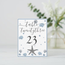 Cinza Starfish Blue Shells Beach Casamento Obrigad