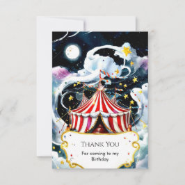Cartão De Agradecimento Circo de Aquarela Encantada de Aniversário