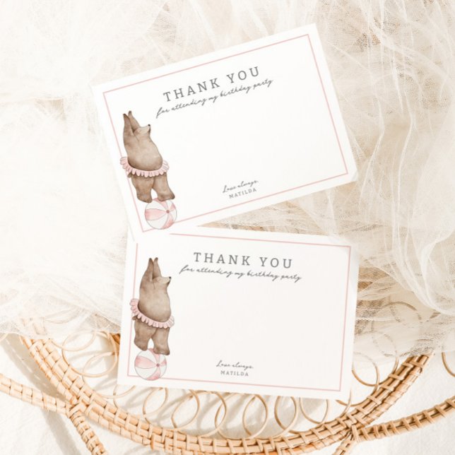 Cartão De Agradecimento Circo do Urso Moderno das Crianças | FESTA DE ANIV (Criador carregado)