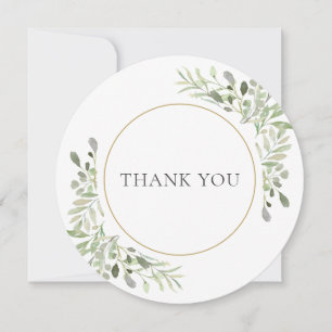 Cartão De Agradecimento Circular de folhagem em aquarela elegante