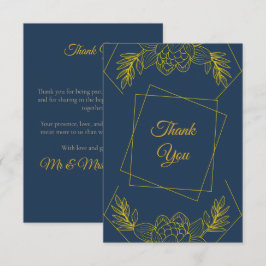 Cartão De Agradecimento Círculo de Elegância Dourada Casamento