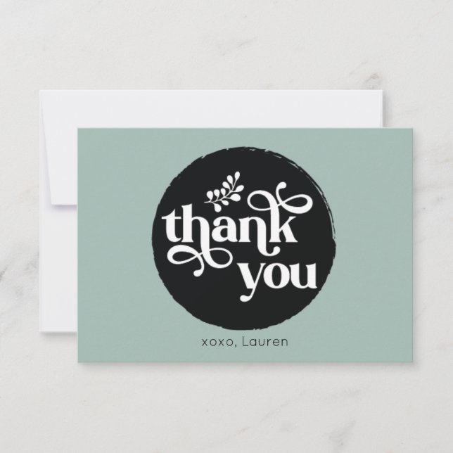 Cartão De Agradecimento Círculo Vintage Personalizado Flat Obrigado (Frente)