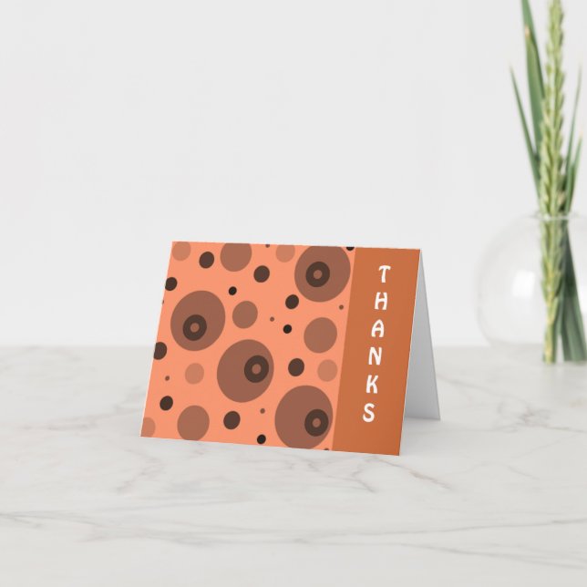 Cartão De Agradecimento Círculos Laranja e Castanho Obrigado (Frente)