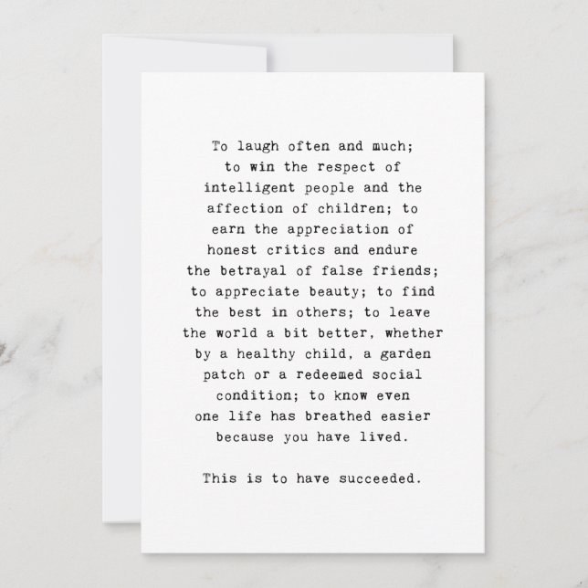 Cartão De Agradecimento Citação inspiradora de Emerson sobre sucesso (Frente)