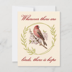 Cartão De Agradecimento Citação Inspirativa de Aves, Frota Floral de Aves