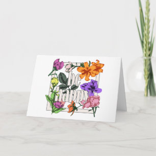 Cartão De Agradecimento Citação positiva Ser Feliz e flores de jardim
