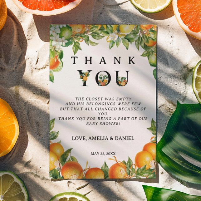 Cartão De Agradecimento Citro branco-preto mínimo (Criador carregado)