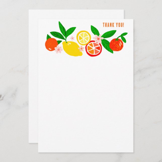 Cartão De Agradecimento Citrus Celebration Custom Colorful Blank Note (Frente/Verso)