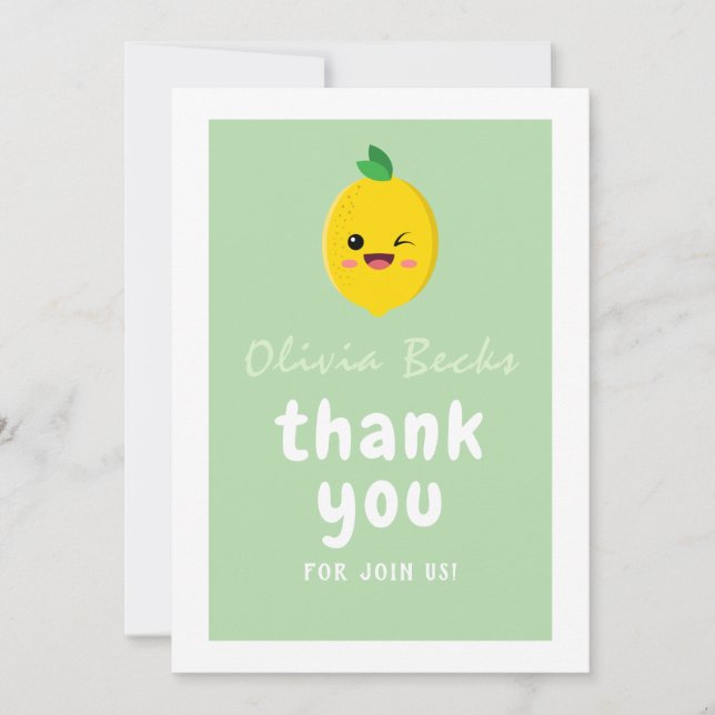 Cartão De Agradecimento Citrus Lemon Chá de fraldas (Frente)