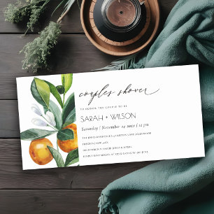 Cartão De Agradecimento Citrus Orange Botanic Boho Casal Invite