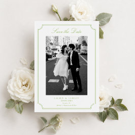 Cartão De Agradecimento Citrus Verde Quadro Elegante Foto Save the Date