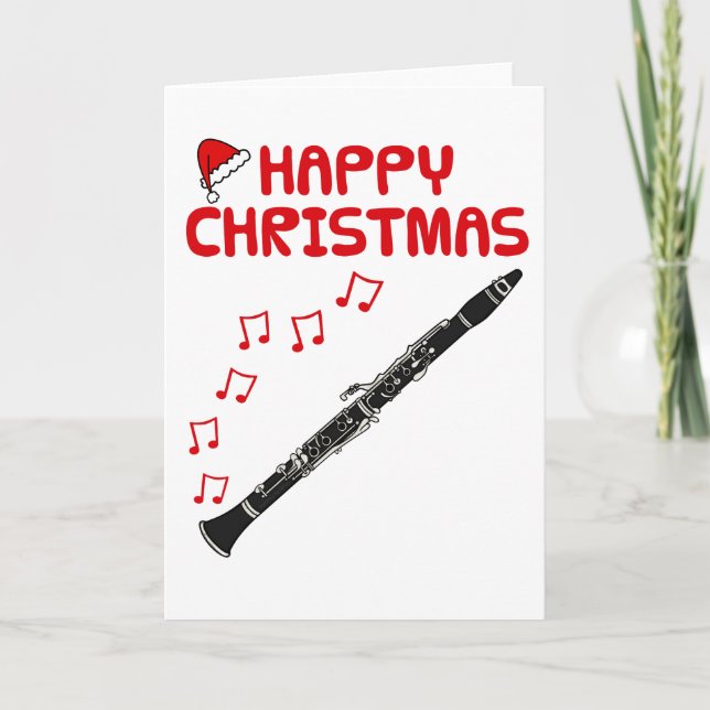 Cartão De Agradecimento Clarinet Christmas Card Woodwind Musical (Frente)