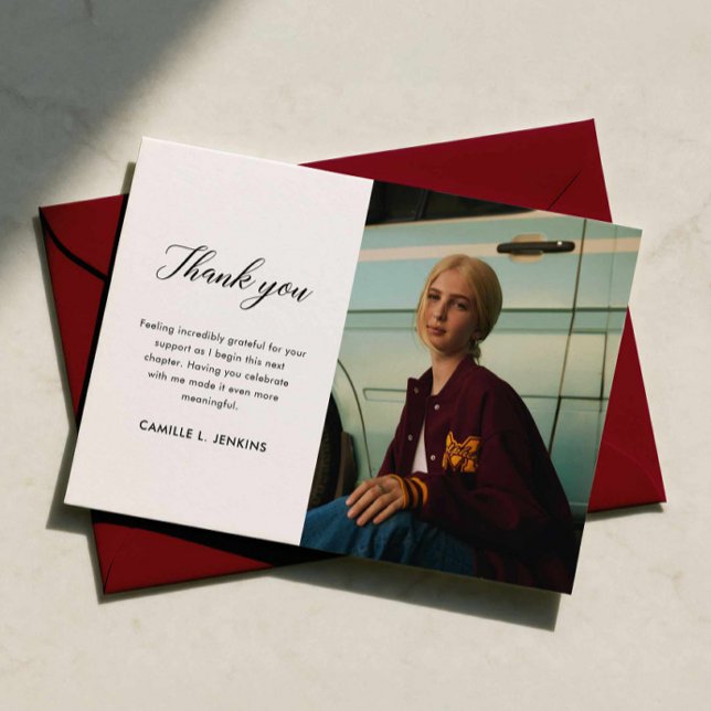 Cartão De Agradecimento Class of 2026 Graduation Thank You Card (Modern Minimalist Graduation Photo Thank you card)