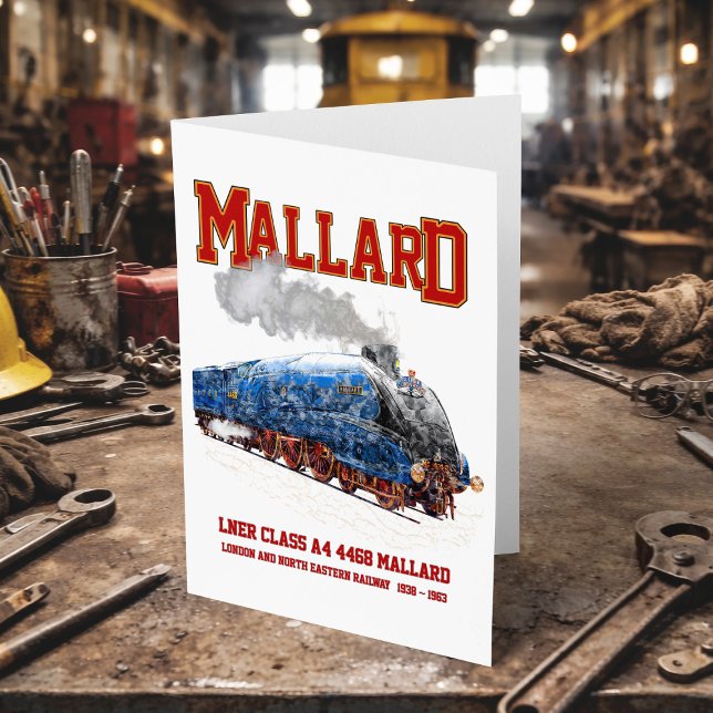 Cartão De Agradecimento Classe A4 Mallard - Locomotiva a vapor mais rápida (Class A4 Mallard - World Fastest Steam Locomotive. Thank You Card)