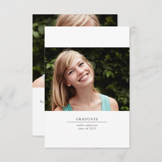 Cartão De Agradecimento Classe de Graduação de Foto em Preto e Branco 2 de (Frente/Verso)