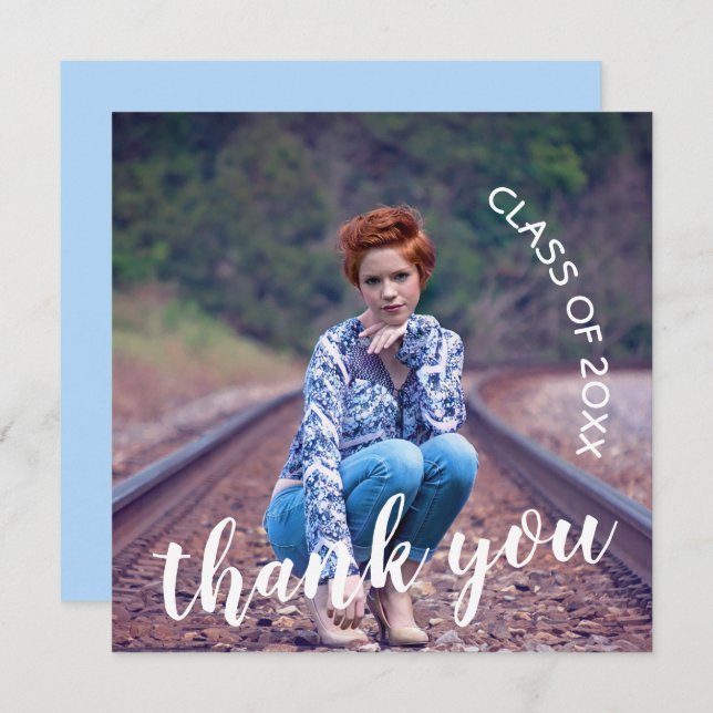 Cartão De Agradecimento Classe de Graduação de Fotos 2023 Obrigado (Frente/Verso)