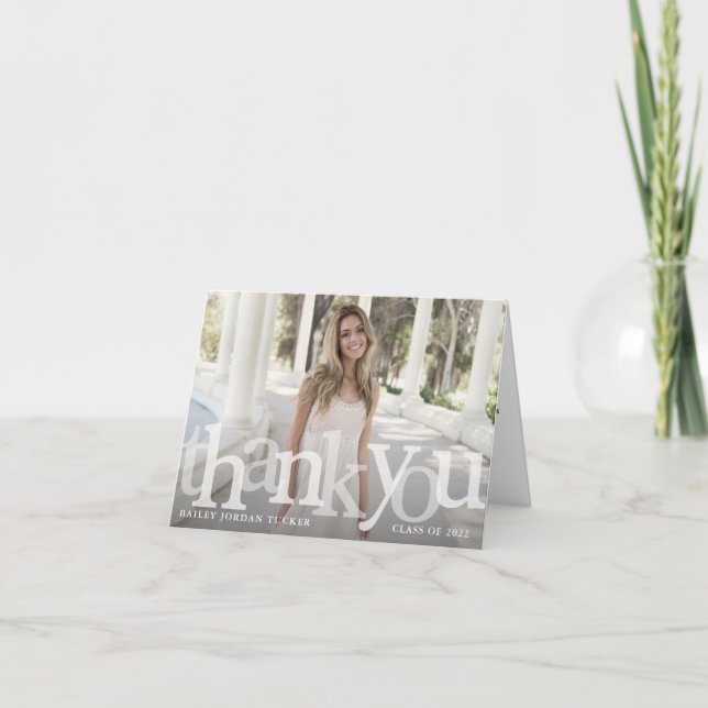 Cartão De Agradecimento Classe de Graduação de Sobreposição em Negrito Ano (Frente)