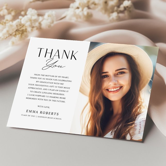 Cartão De Agradecimento Classe do Formandos Elegante de Foto 2023 (Criador carregado)