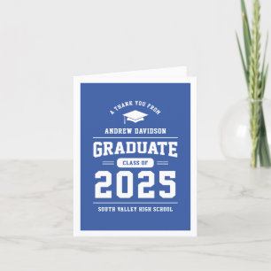 Cartão De Agradecimento Classe Moderna Azul do Vazio de Graduação 2025