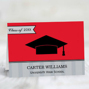 Cartão De Agradecimento Classe Moderna de Graduação Personalizada Vermelha